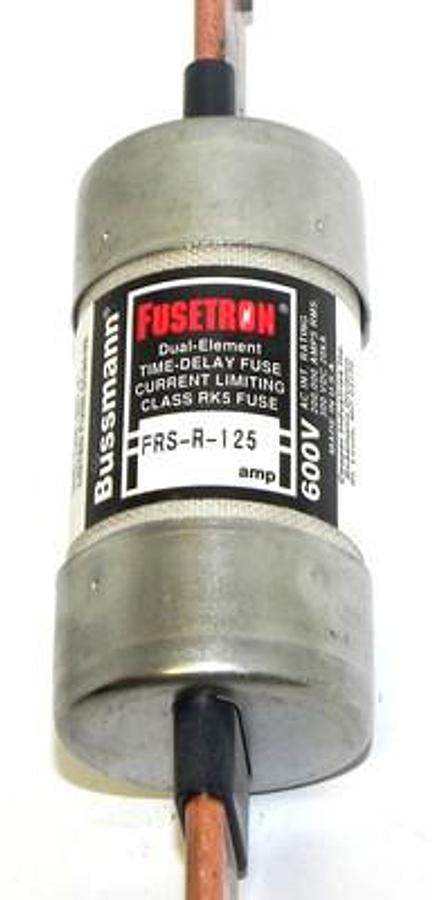 Used BUSSMANN FRS-R-125 FUSETRON DUAL-ELEMENT FUSE 600V, 125A, FRSR125