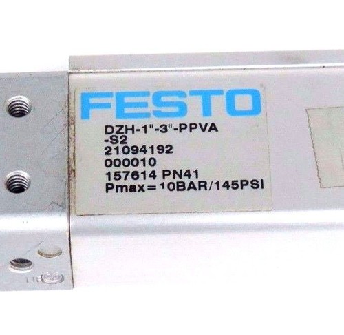 Used FESTO DZH-1"-3"-PPVA-S2 FLAT CYLINDER 21094192 145PSI MAX DZH13PPVAS2