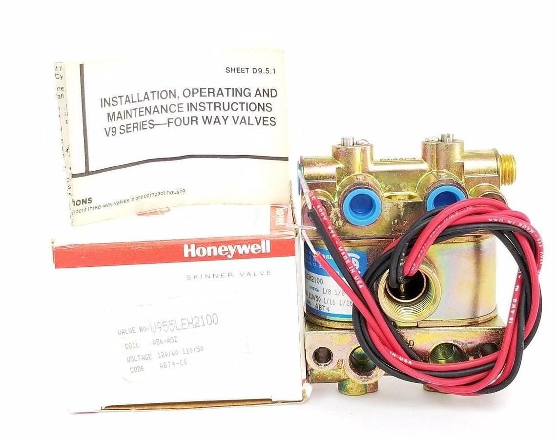 Used NIB HONEYWELL SKINNER VALVE V955LEH2100 COIL: AB6-A0Z, 120/60 110/50