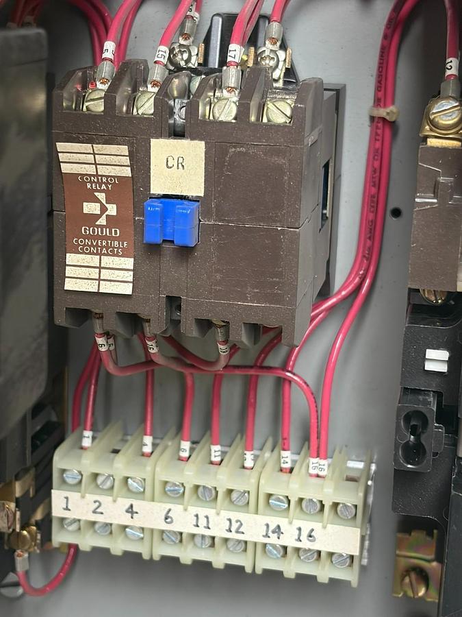 Used Gould A203D Size 2 Dual Duplex Motor Starter Panel 600V 3-Phase NEMA 1 Case