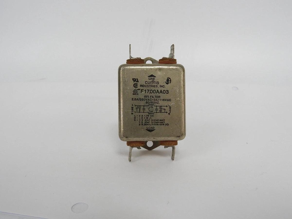 Used CURTIS INDUSTRIES F1700AA03 FILTER RFI 2.5AMP/250VAC 3AMP/115VAC 50/60HZ