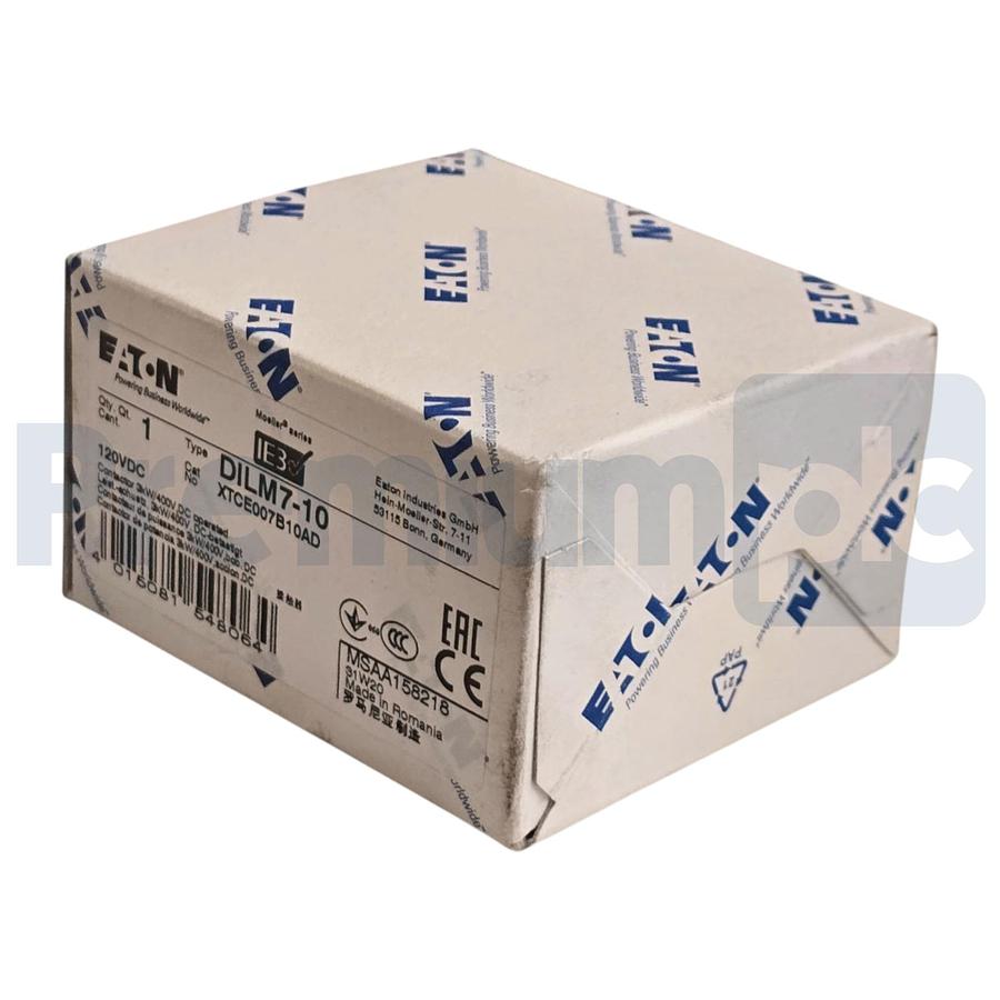 Used EATON XTCE007B10AD - DILM7-10 XT IEC CONTACTOR 7A, 120V DC COIL, 3P DILM710 NSMP