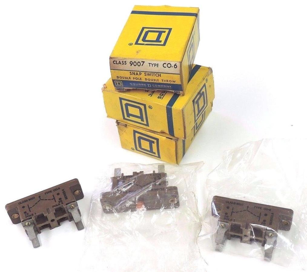 Used LOT OF 3 NIB SQUARE D CLASS 9007 TYPE CO-6 SNAP SWITCHES 9007-CO-6, 9007CO6