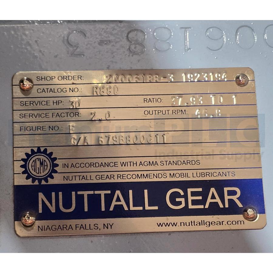 Used NUTTALL GEAR 20006188 10G73830 R88D TYPE R MODULINE IN-LINE SPEED REDUCER 30HP