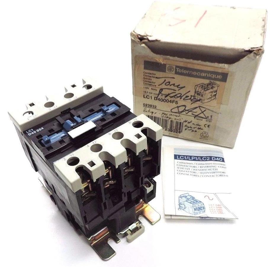 Used NIB TELEMECANIQUE LC1D40004F5 CONTACTOR LC1-D40004F5, 110V, 50HZ