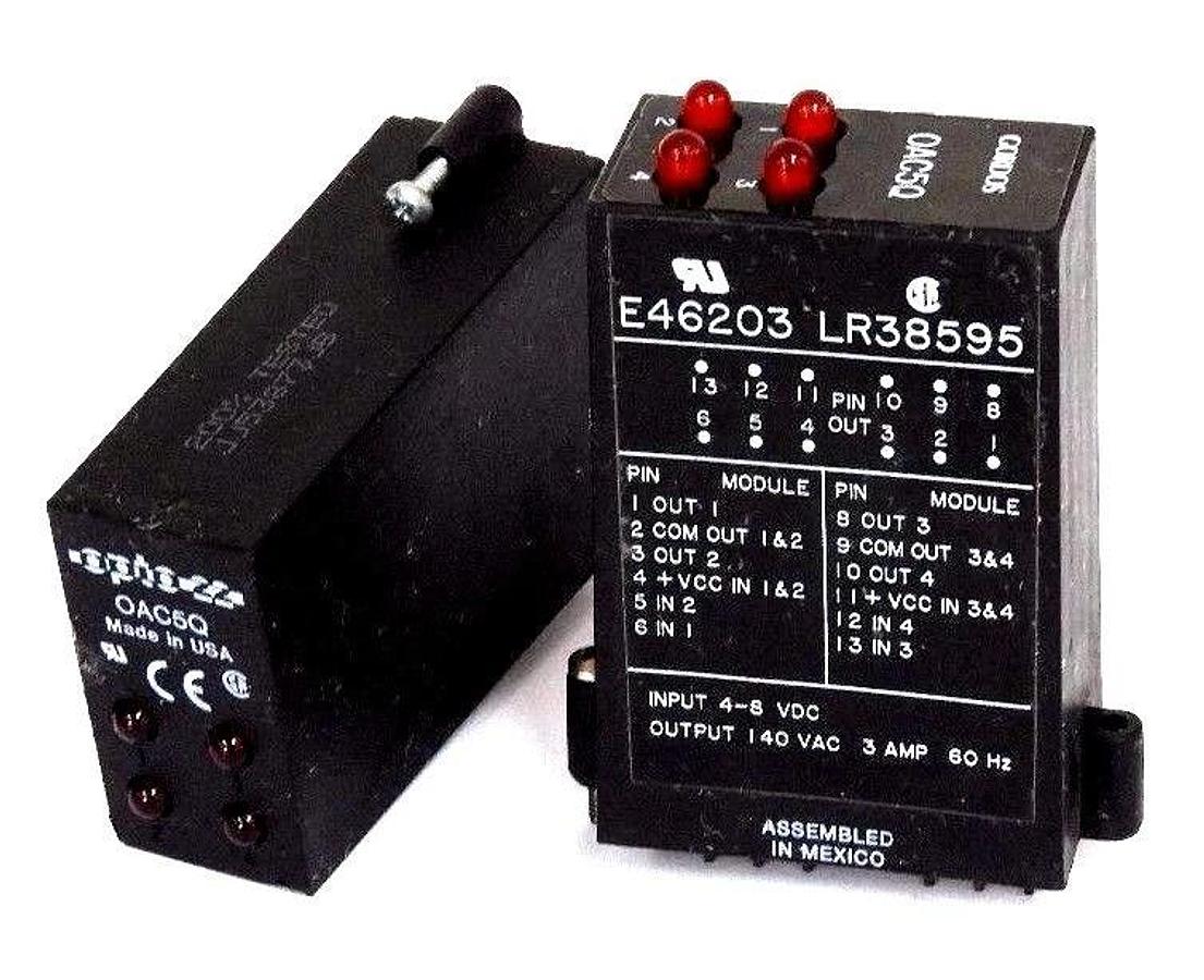 Used LOT OF 2 OPTO 22 / GORDOS OAC5Q 4 CHANNEL AC OUTPUT MODULES