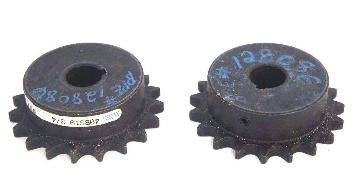 LOT OF 2 NEW MARTIN 40BS19-3/4 SPROCKET 1/2IN PITCH 3/4IN BORE 19TEETH