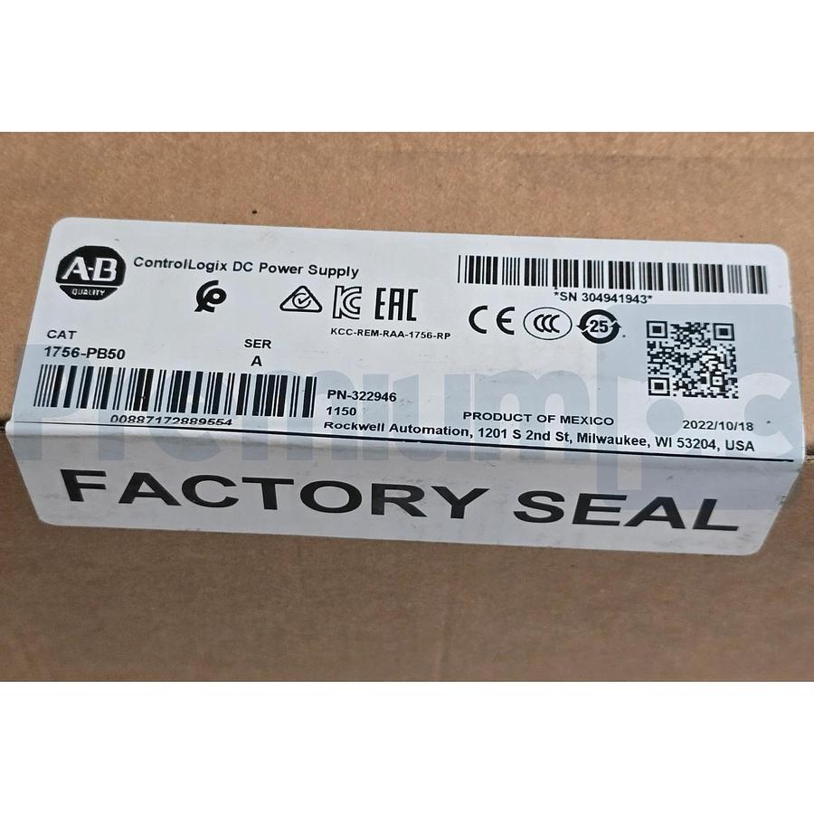 Sealed Pre-Owned Allen Bradley 1756-PB50 /A ControlLogix DC Power Supply 24VDC