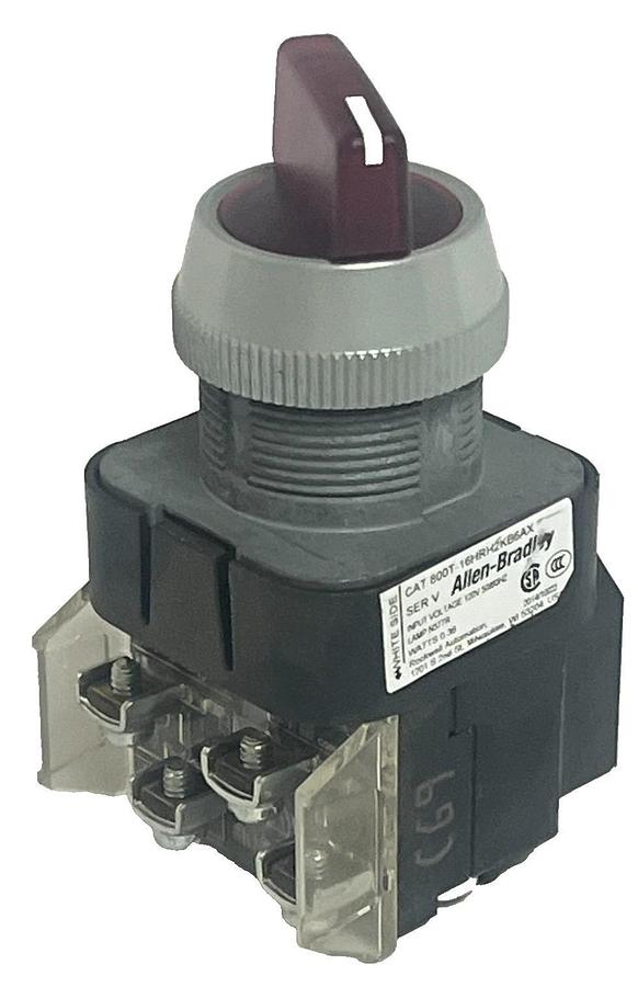 ALLEN-BRADLEY 800T-16HRH2KB6AX Ser. V RED Selector Switch 2-Pos Illuminated NSNP