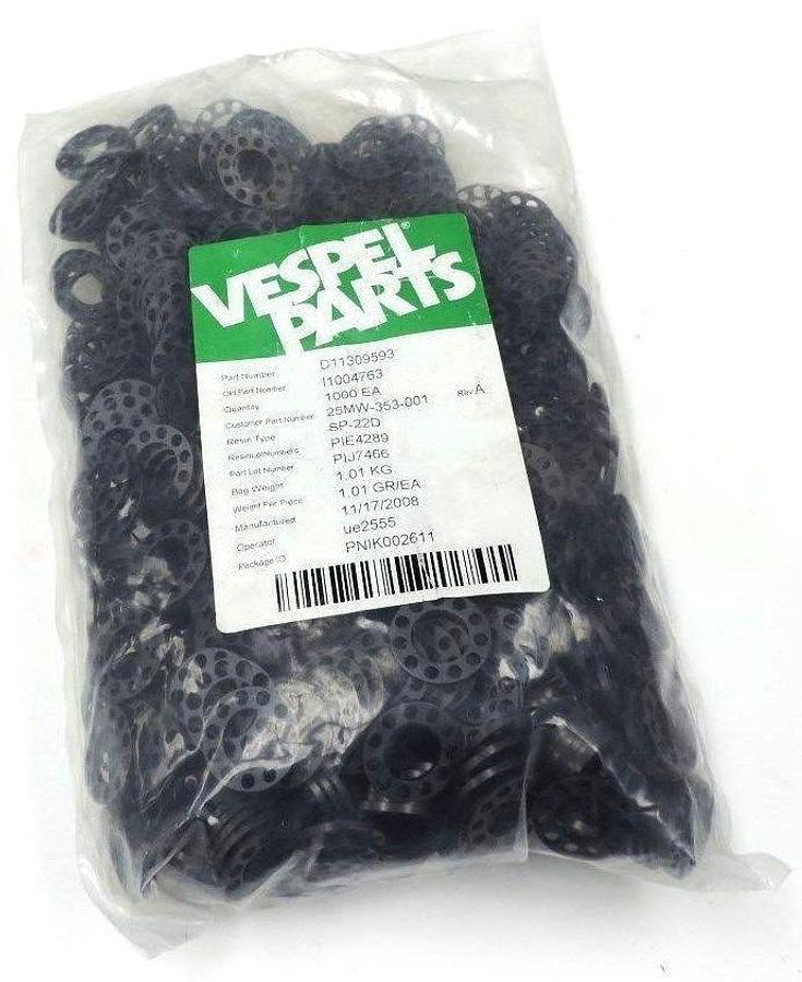 Used LOT OF VESPEL PARTS 25MW-353-001 SPACERS REV A D11309593 RESIN TYPE SP-22D