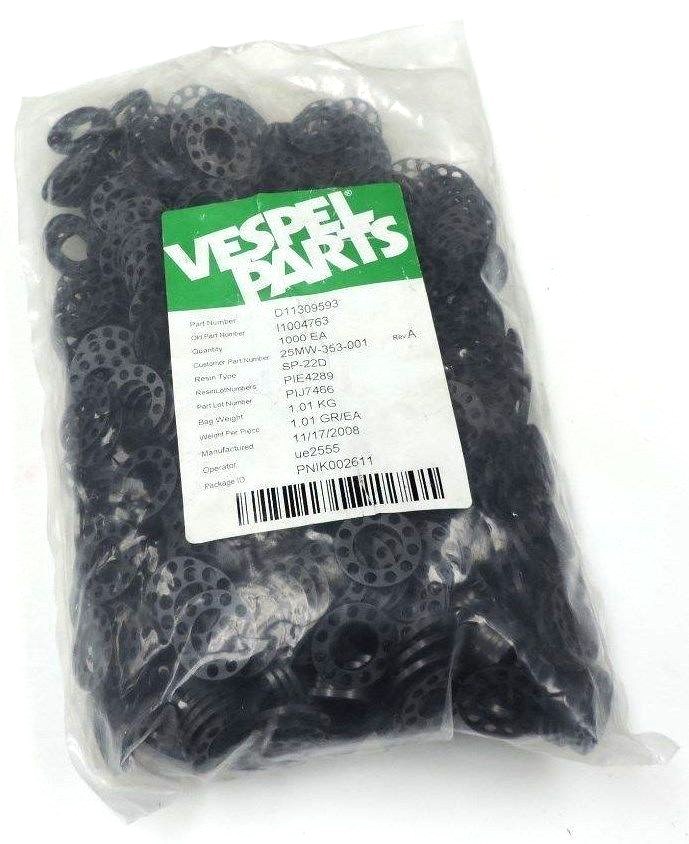 Used LOT OF VESPEL PARTS 25MW-353-001 SPACERS REV A D11309593 RESIN TYPE SP-22D