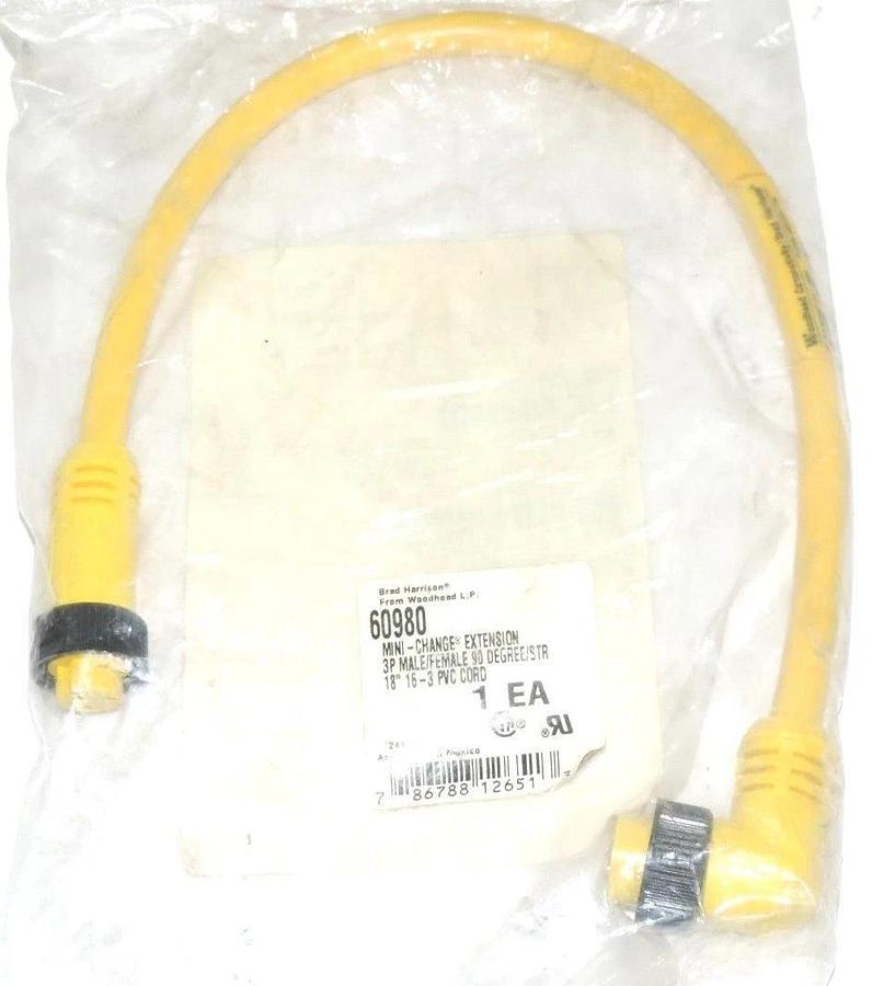 Used NEW BRAD HARRISON 60980 MINI-CHANGE EXTENSION 3P MALE/FEMALE 90 DEG. 18''