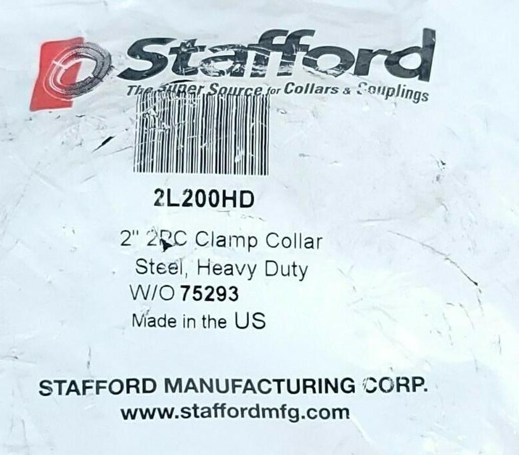 NEW STAFFORD 2L200HD 2'' 2PC CLAMP COLLAR STEEL, HEAVY DUTY W/ 75293