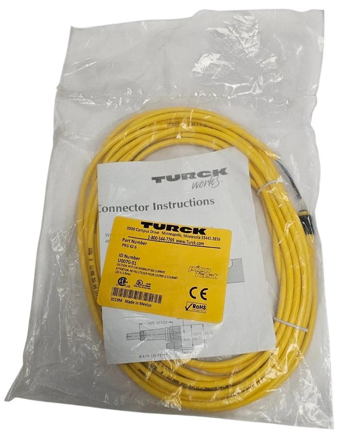 Used NEW TURCK PKG 4Z-6 PICOFAST MOLDED CORDSET ID NUMBER: U0070-01