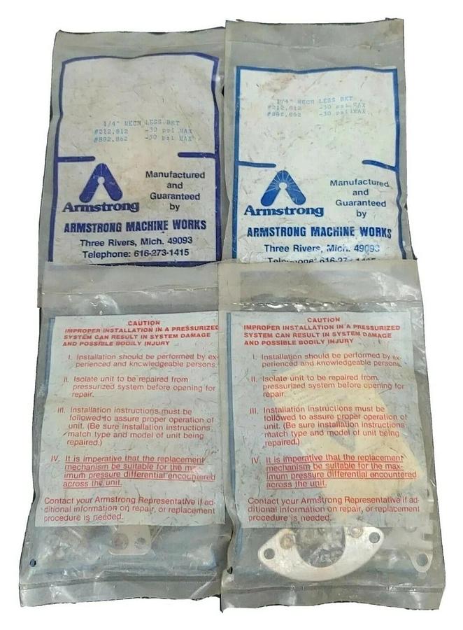 Used (4) NEW ARMSTRONG 1/4'' MECH LESS BRACKET #212,812-30 PSI MAX #882,862-30 PSI