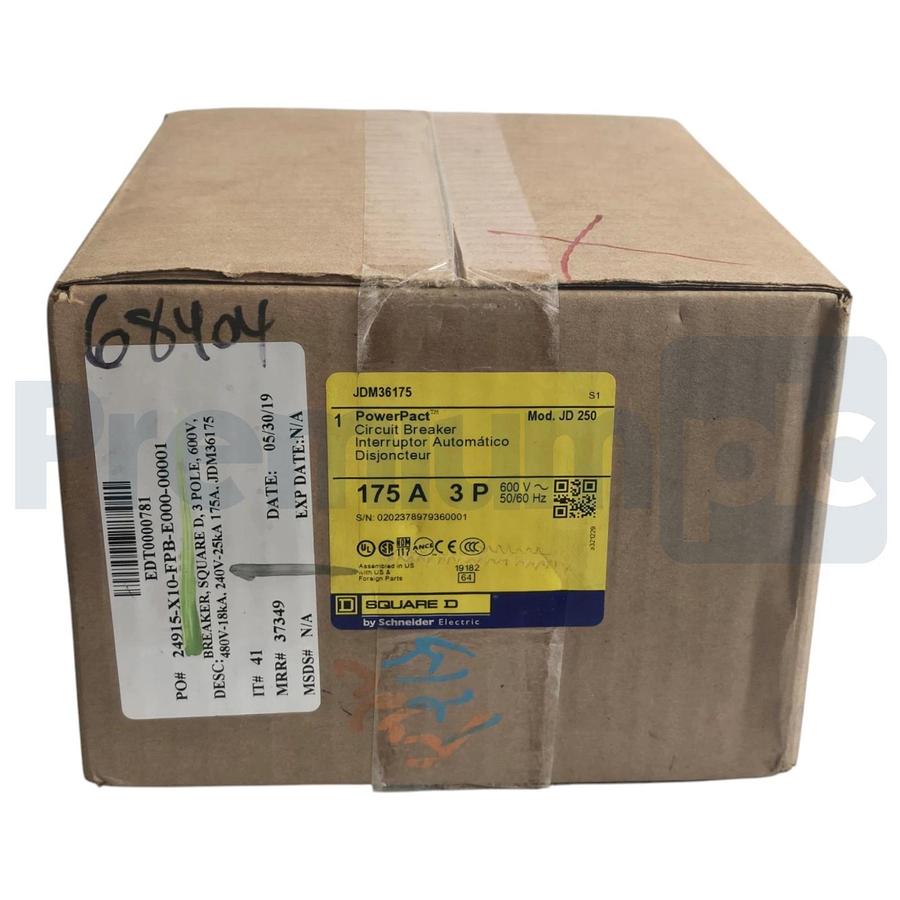 Used Square D JDM36175 PowerPact J-Frame 175A 3P 600V Circuit Breaker NSFS