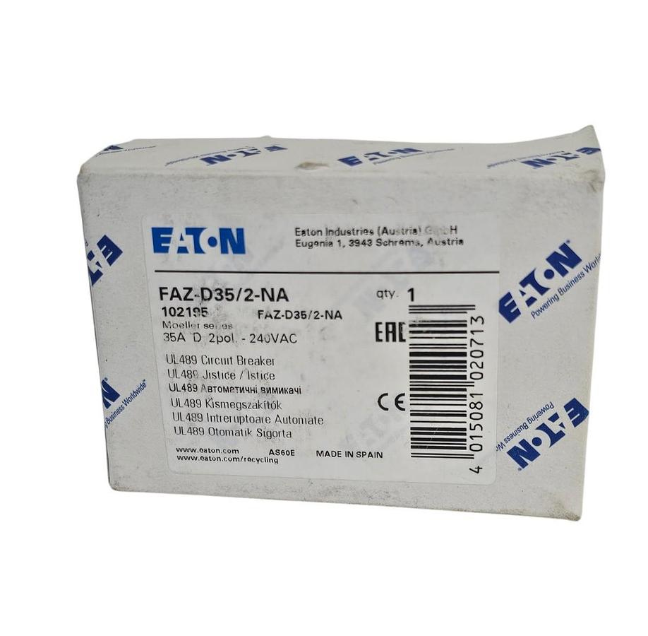 Used NIB EATON FAZ-D35/2-NA MINIATURE CIRCUIT BREAKER 35A 2P 240VAC