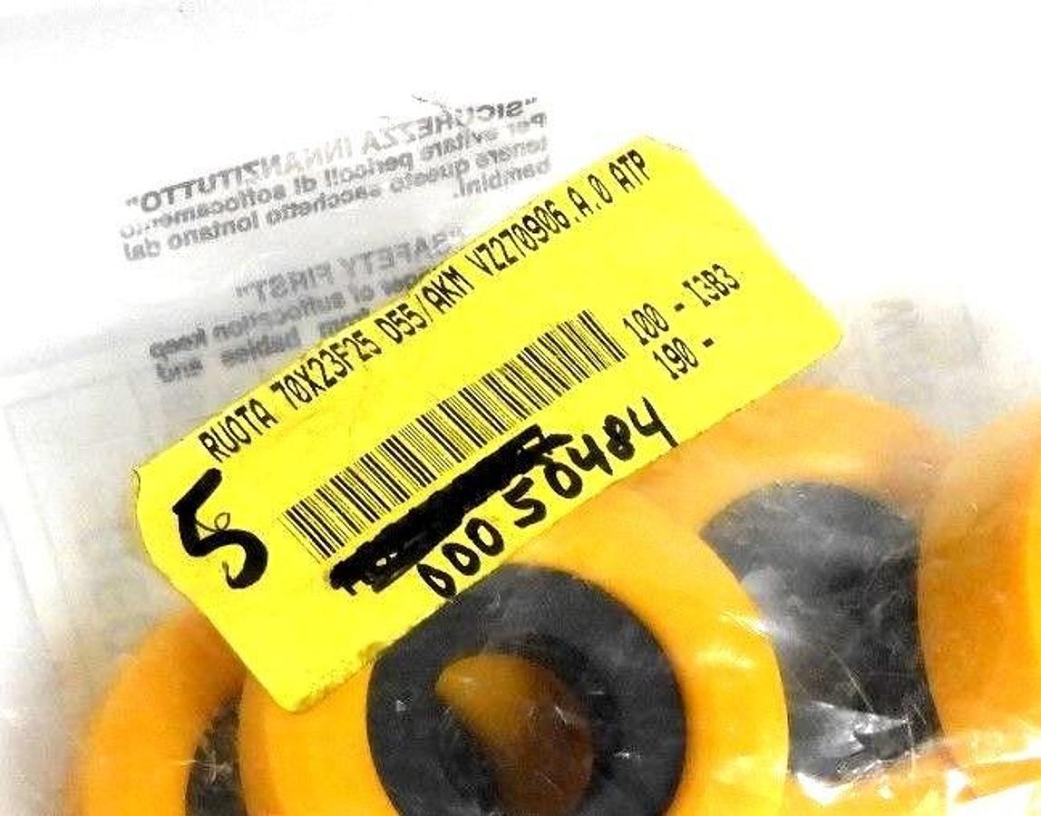 Used LOT OF 5 NEW RUOTA 70X23F25 RUBBER ROLLERS