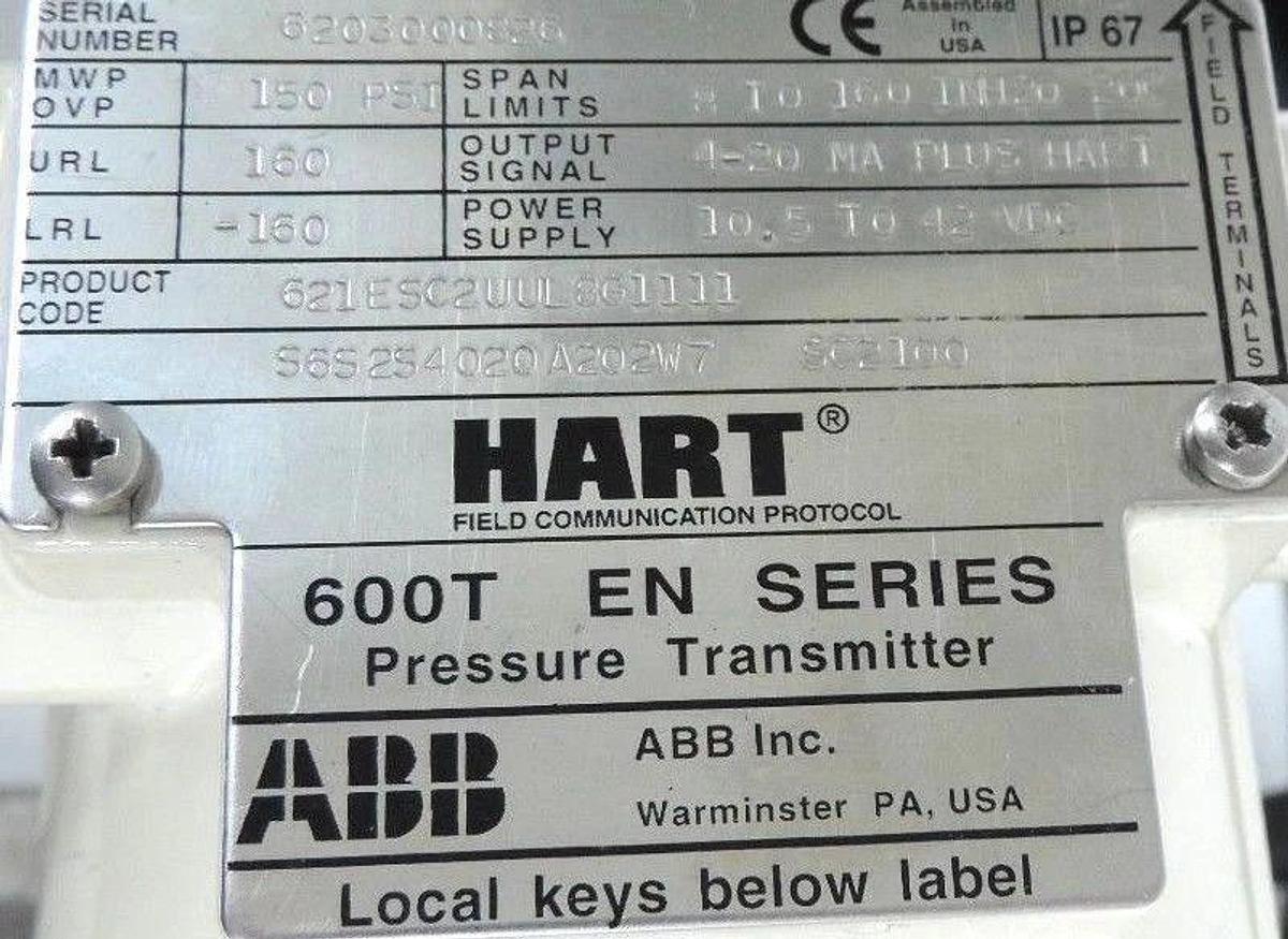 NEW ABB HART 600T EN SERIES PRESSURE TRANSMITTER W/ TRANSDUCER & 2 SENSORS