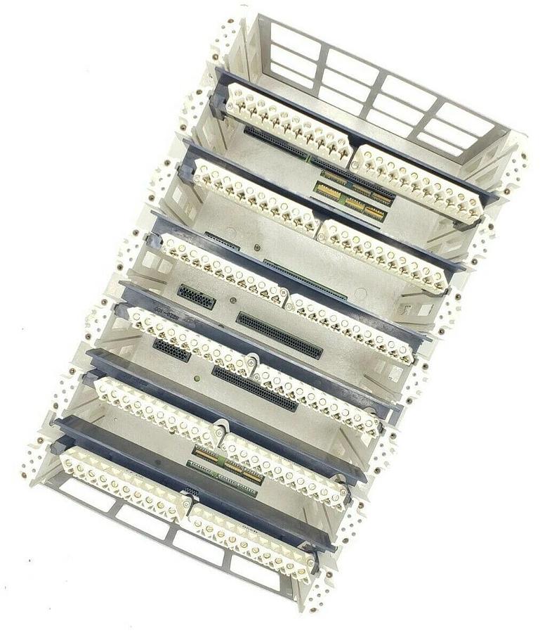 Used MODICON AS-9534-002 984 SERIES 7-SLOT CHASSIS RACK AS-H819-209 W/ WIRING ARMS