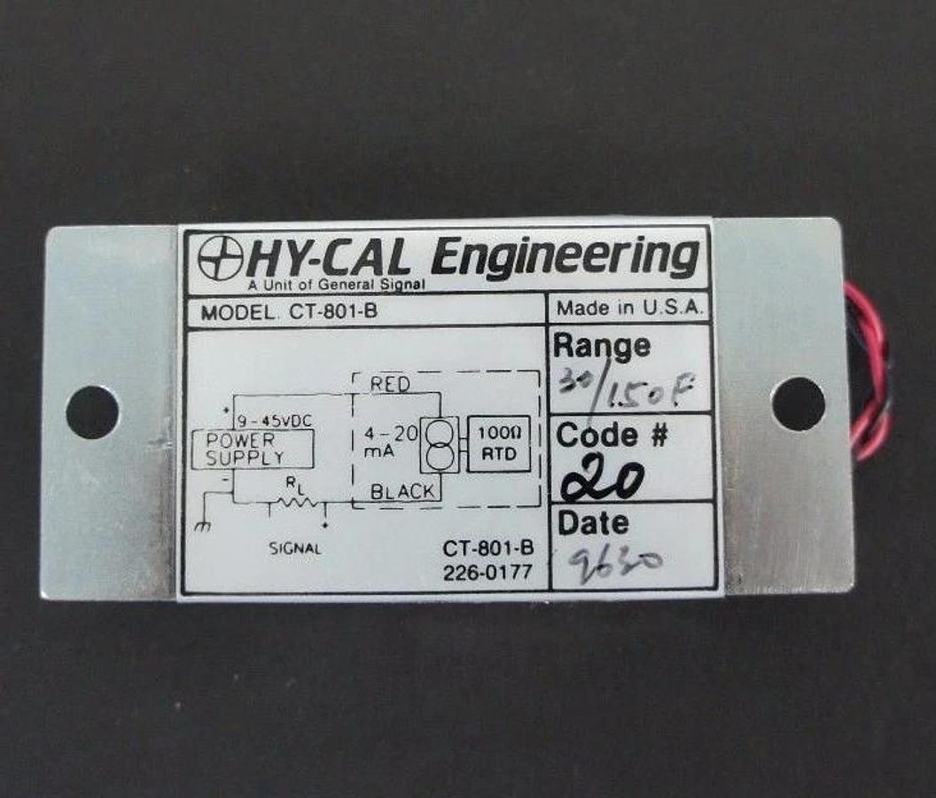 NEW HYCAL CT-801-B-(30/150F)-X2-X5 TRANSMITTER RANGE 30/150 DEG F, 226-0177