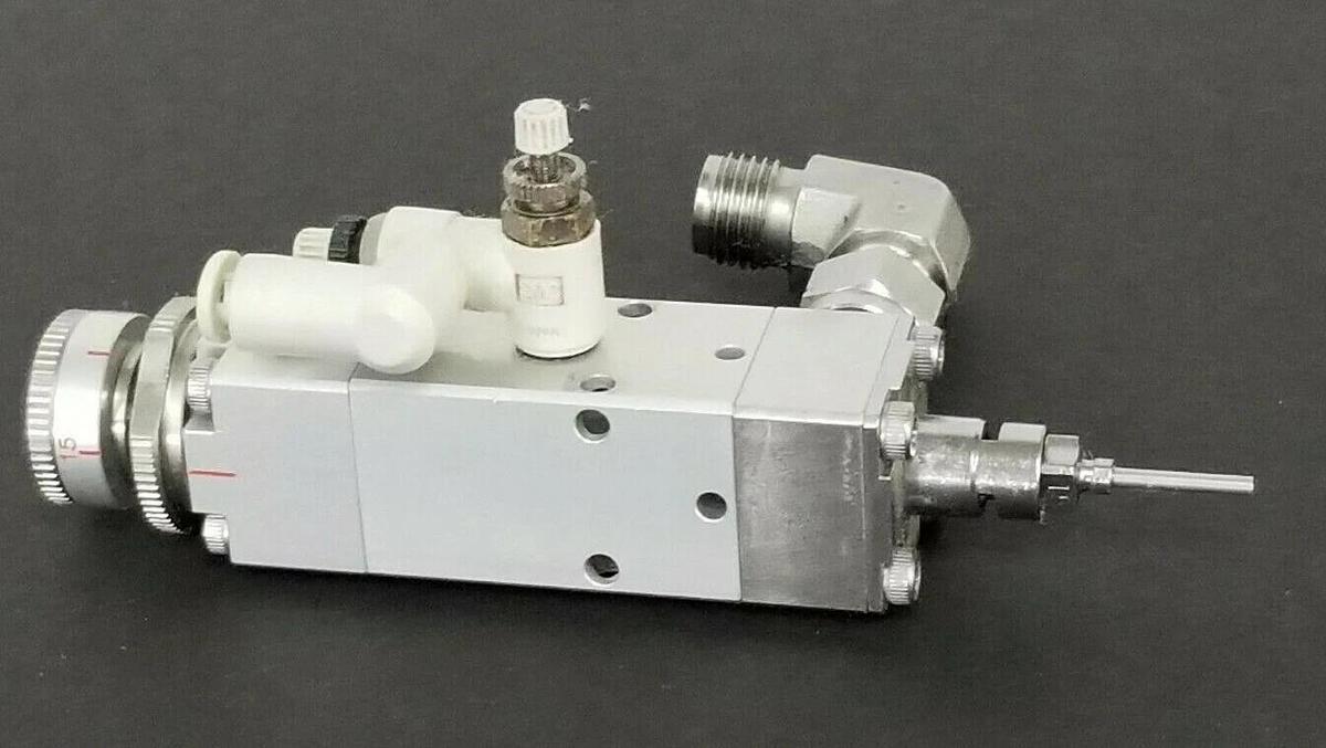 Used MUSASHI NCV-15 PNEUMATIC NEEDLE CONTROL DISPENSE VALVE 08070027 NCV15