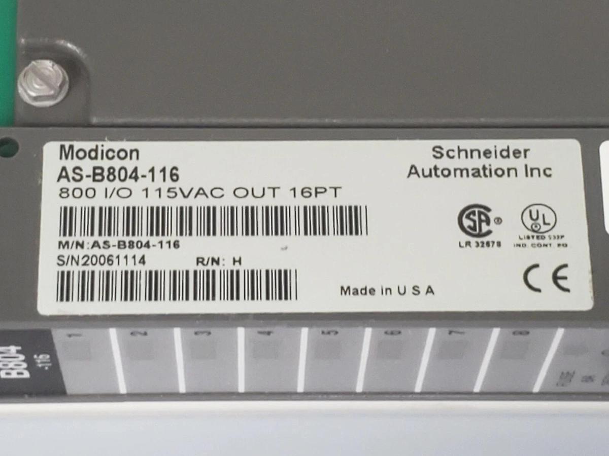 Used MODICON AS-B804-116 OUTPUT MODULE 800 I/O 115VAC OUT 16PT R/N: H