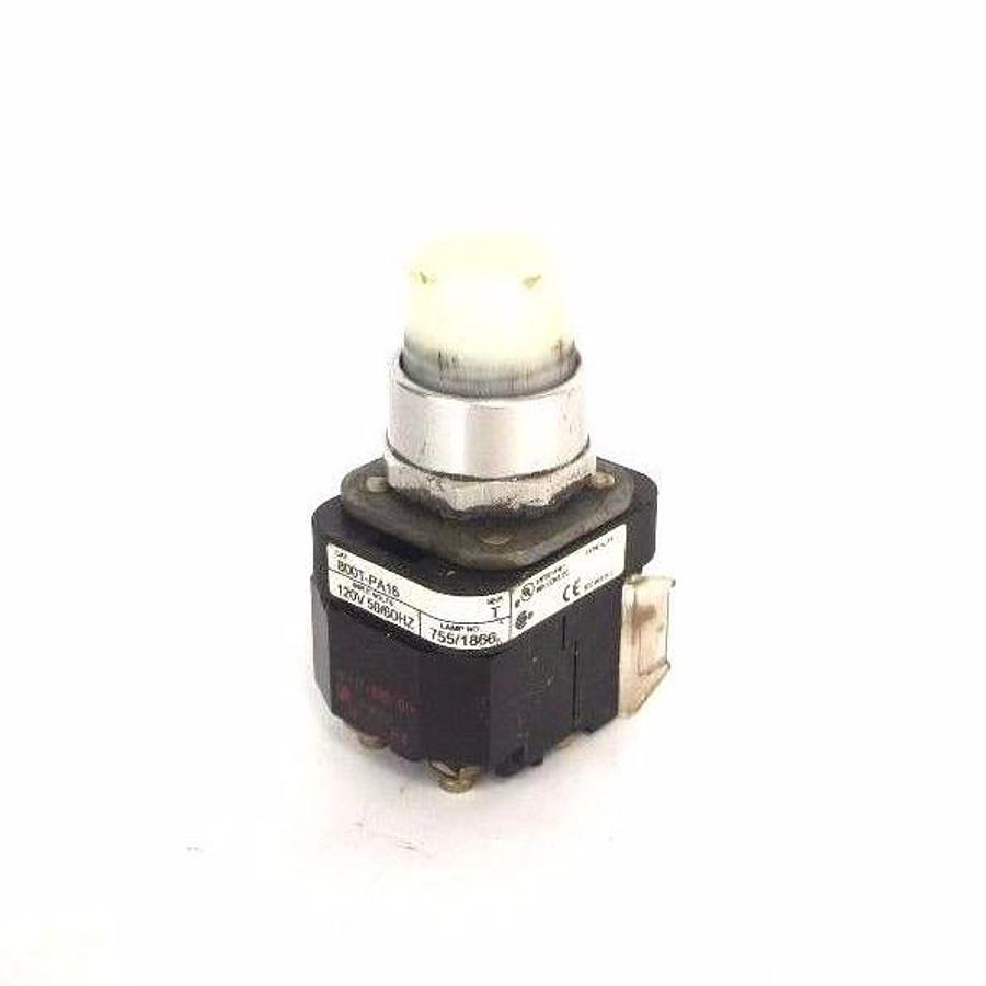 Used ALLEN BRADLEY 800T-PA16 PUSHBUTTON SER T, W/ 40171-002-01 COIL 120V, 800T-XA