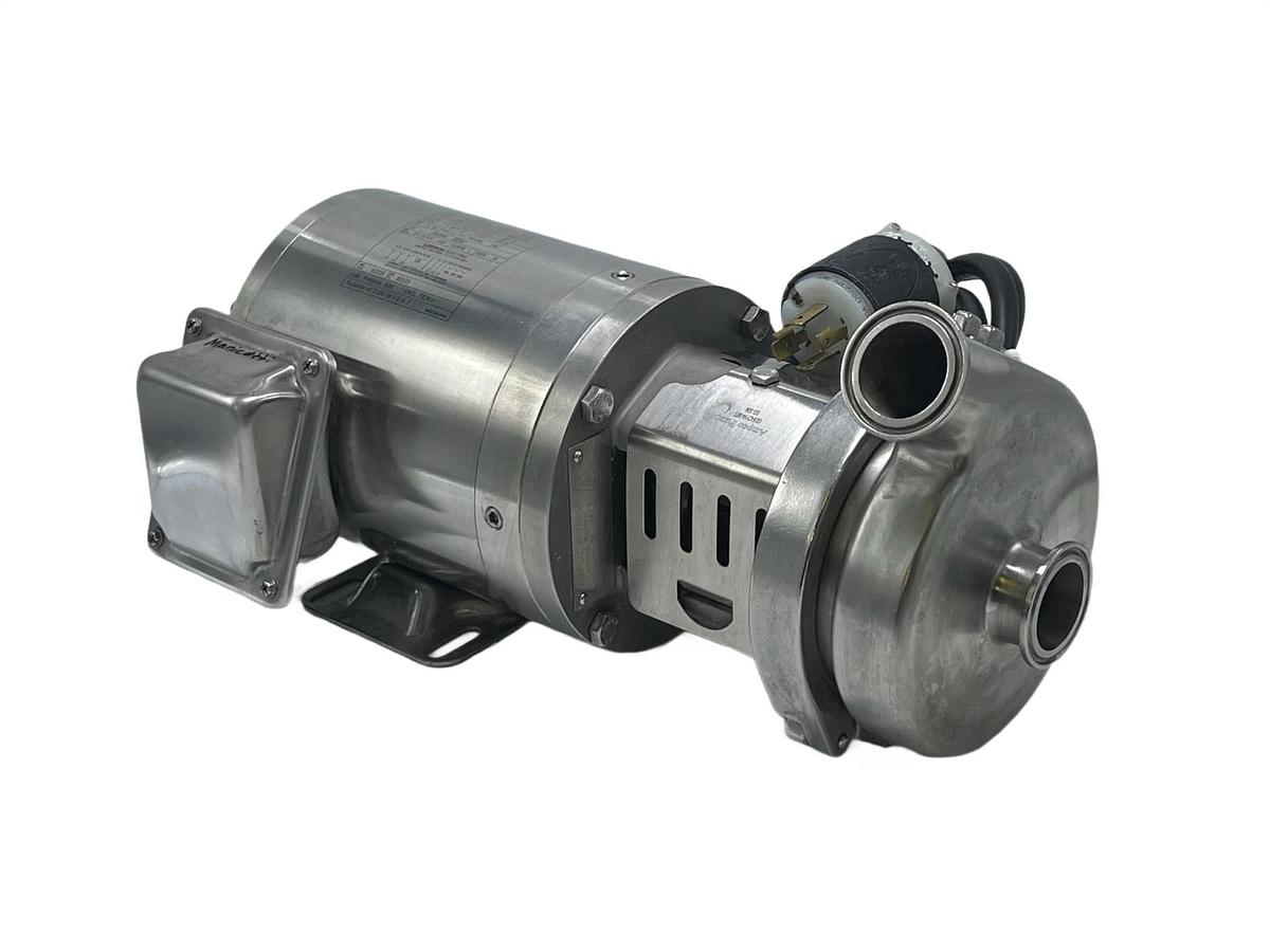 Used Ampco C+114-DG-056C Sanitary Pump w/ Leeson 1HP 1750RPM Stainless Motor 3PH