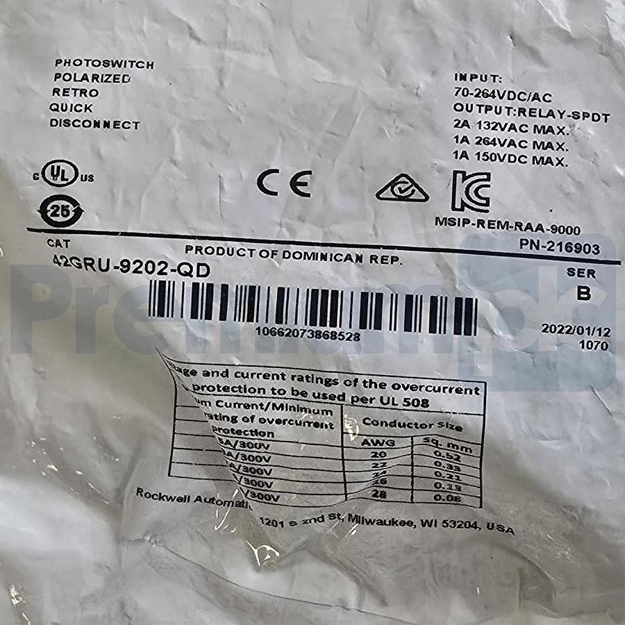 Allen-Bradley 42GRU-9202-QD /B PHOTOSWITCH Polarized Retro SFP Sensor M12 QD NEW
