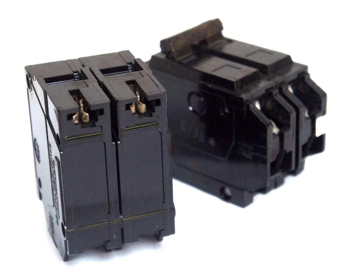 Used LOT OF 2 GENERAL ELECTRIC THQL2115 CIRCUIT BREAKERS 15 AMP 120/240V 2POLE PLUG O