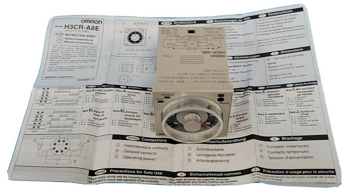 LOT OF 2 NIB OMRON H3CR-A8E SOLID STATE TIMERS H3CR, 0.05S-300H