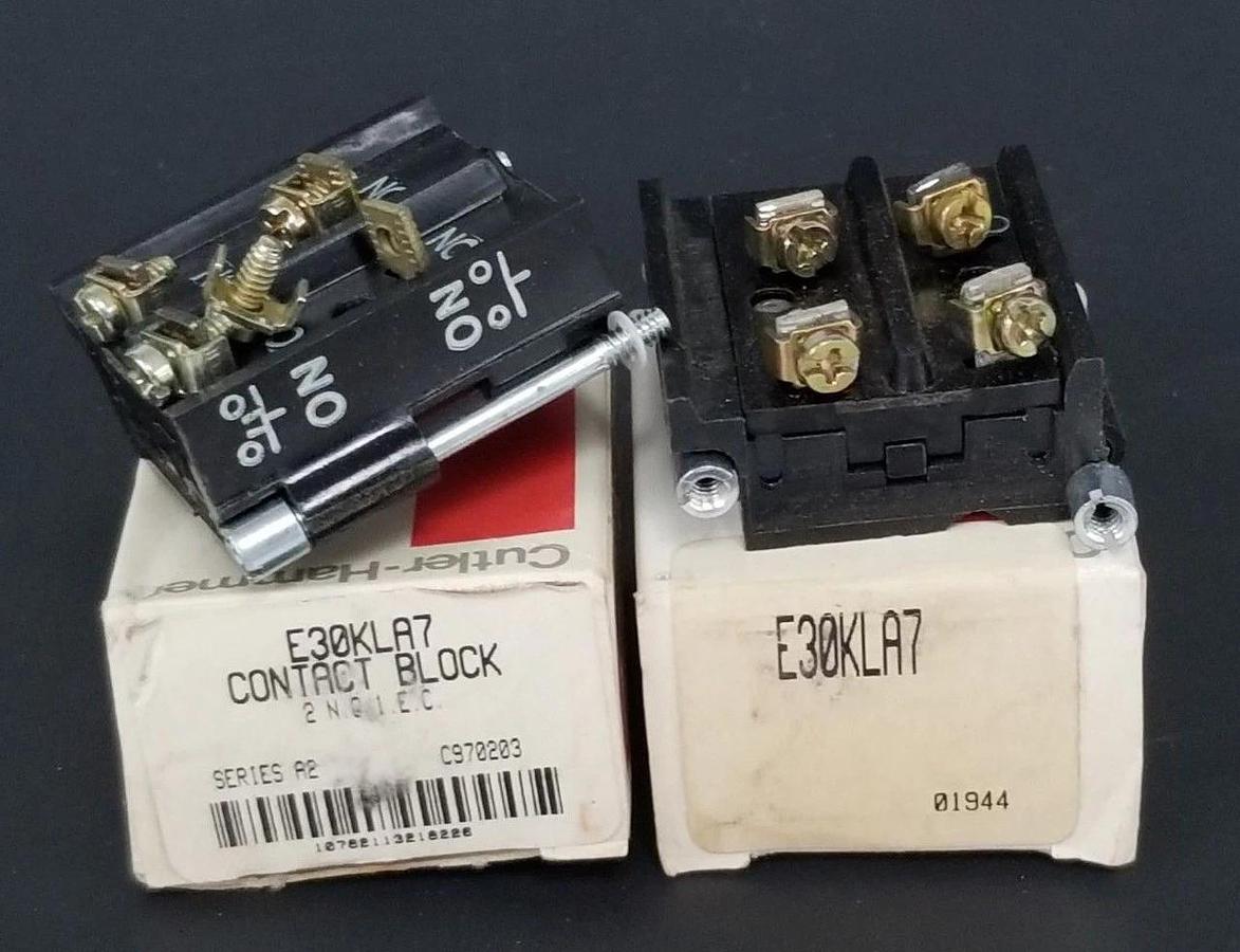 LOT OF 2 NIB EATON CUTLER-HAMMER E30KLA7 CONTACT BLOCKS SER. A2