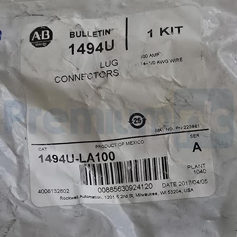 Surplus Allen Bradley 1494U-D100 /A Disconnect Switch 100A w/Lugs & Hardware Kit 885630944197