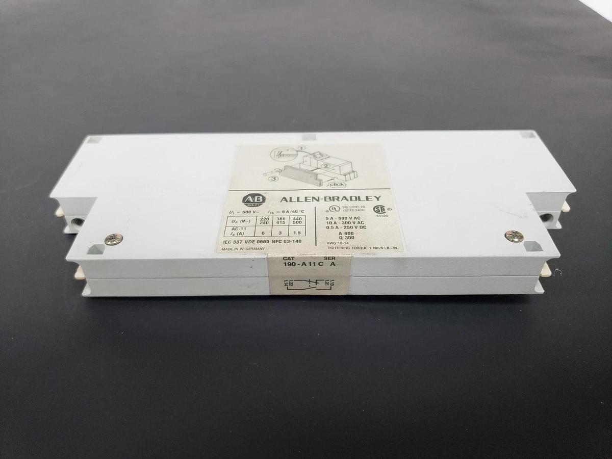 Used ALLEN BRADLEY 190-A11C SER. A AUXILIARY CONTACT 190A11C
