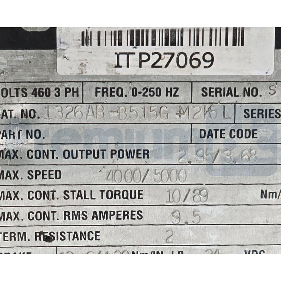 Used Allen Bradley 1326AB-B515G-M2K5L /B 1326 AC Servo Motor 460V 5000RPM Refurbished