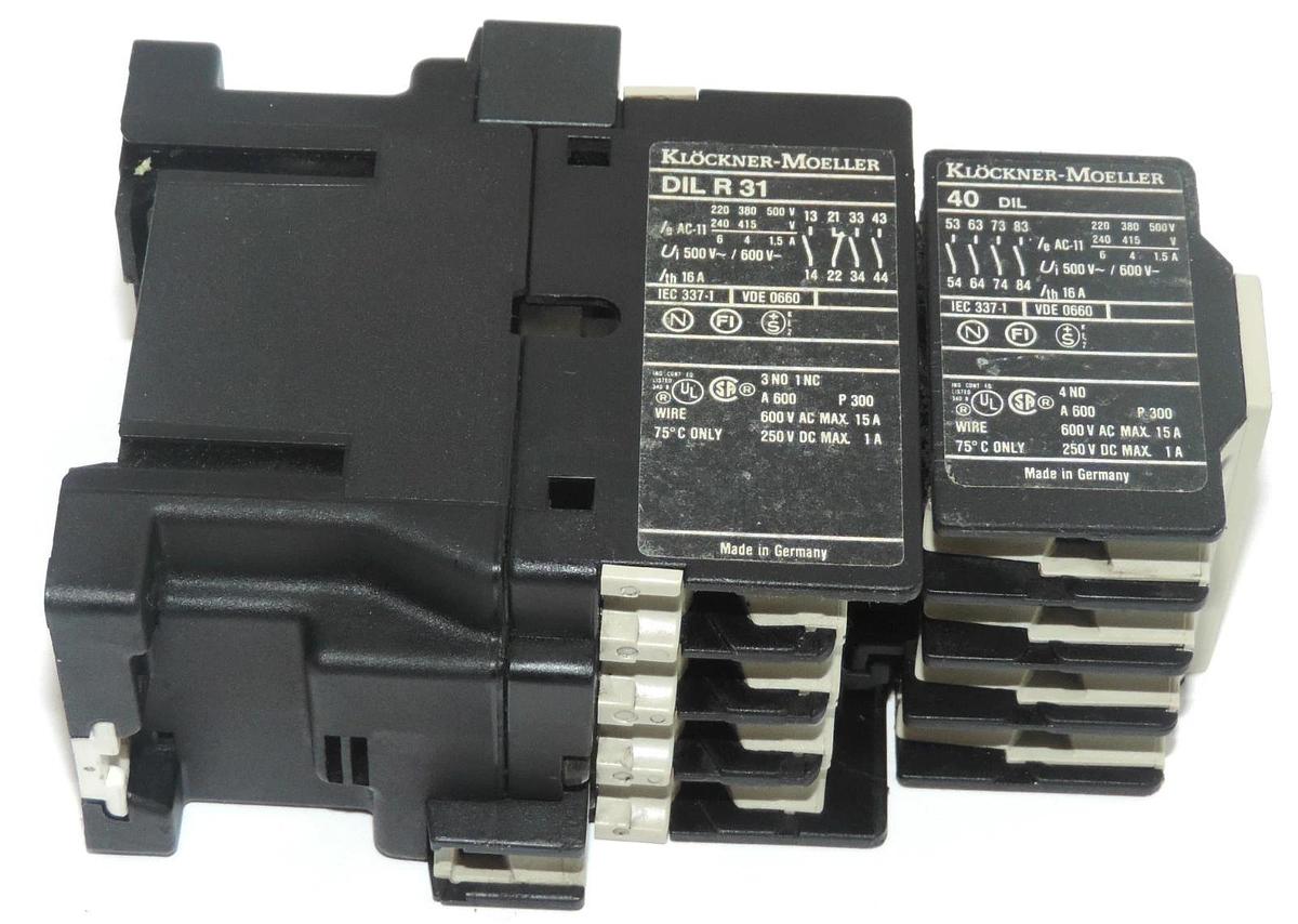 Used KLOCKNER-MOELLER DILR31 CONTACTOR W/ 40DIL SMALL CONTACTOR 220/240V 50/60HZ