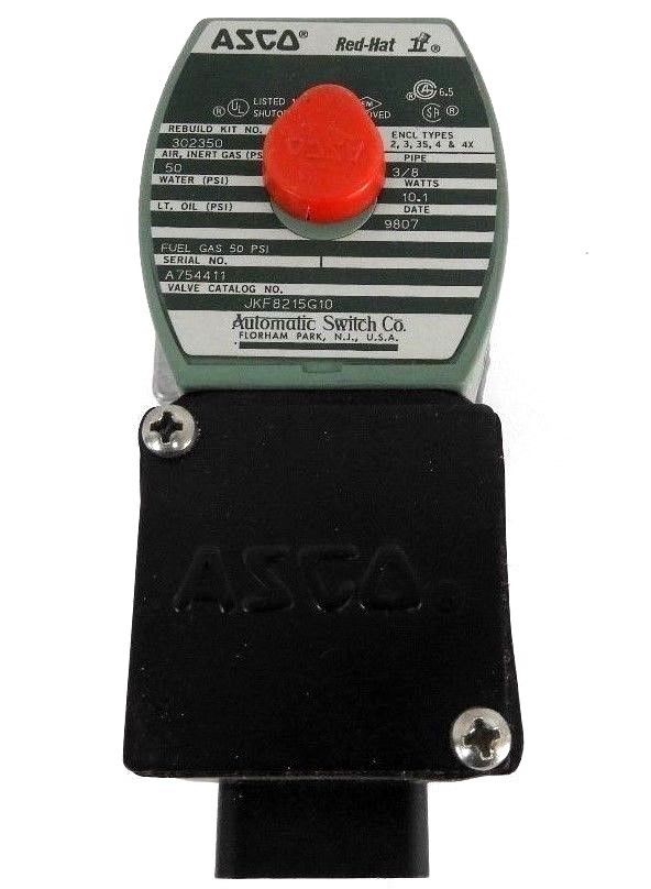 Used NEW ASCO JKF8215G10 SOLENOID VALVE 120/60 - 110/50, 3/8 PIPE, 10.1 WATTS, 50PSI