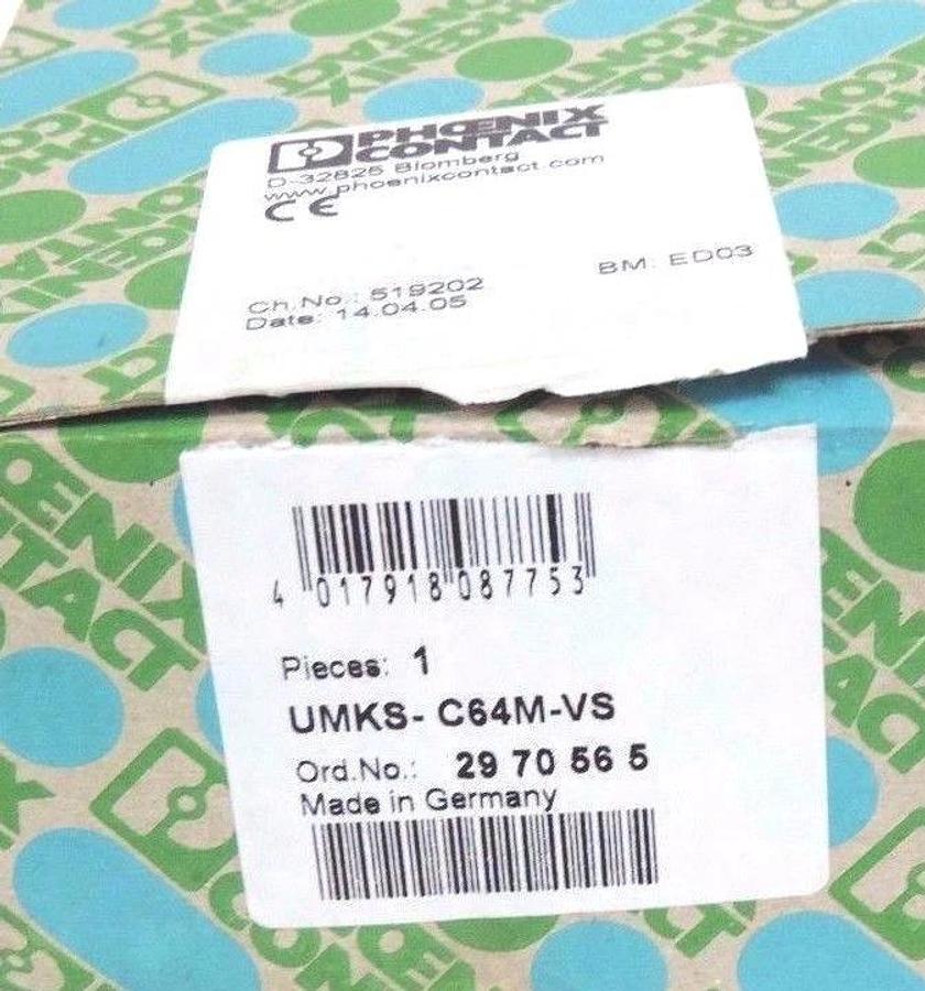 NIB PHOENIX CONTACT UMKS-C64M-VS TERMINAL BLOCK MODULE 2970565
