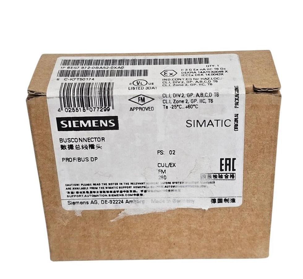Used F/S SIEMENS 6ES7972-0BA52-0XA0 BUSCONNECTOR PROFIBUS DP 6ES79720BA520XA0