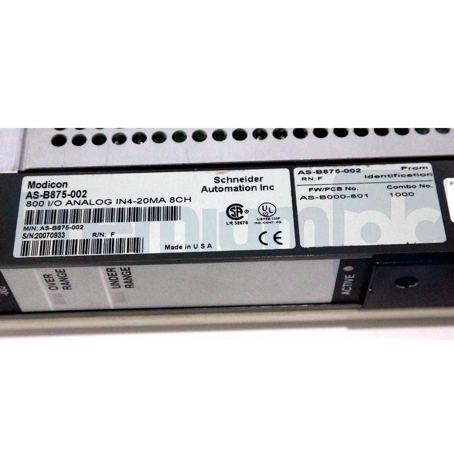 Used Modicon AS-B875-002 800 I/O Analog Input Module 8-CH 4-20mA w/ AS-B000-801 PROM