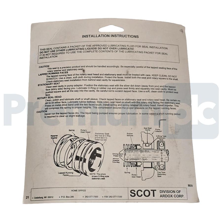Scot Pump 101.000.168 Mechanical Seal Shaft 1-1/2" Type 21 Buna Carbon/Ceramic