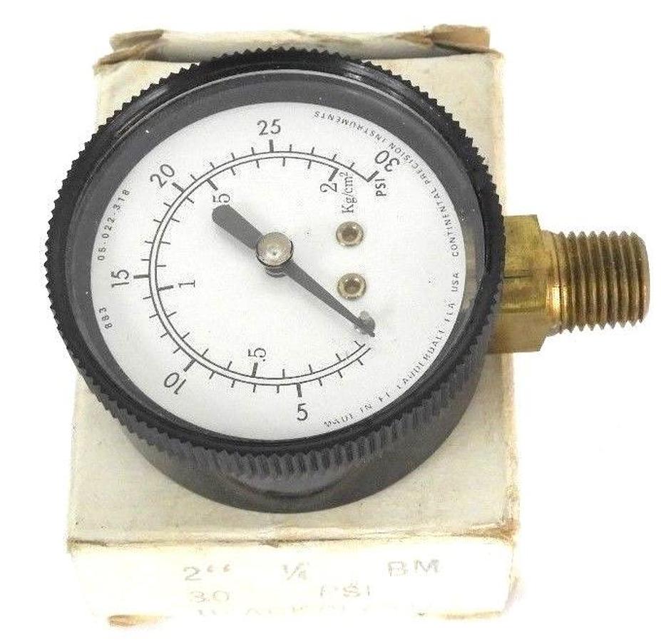 Used NIB CONTINENTAL PRECISION INSTRUMENTS 05-022-318 2'' 1/4 BM, 30 PSI GAUGE