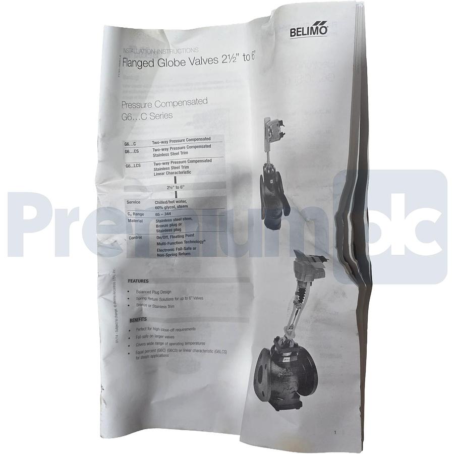 Used Belimo G7100-10113 4" DN100 3-Way Flanged Globe Valve NO/FO w/Actuator Stack NEW