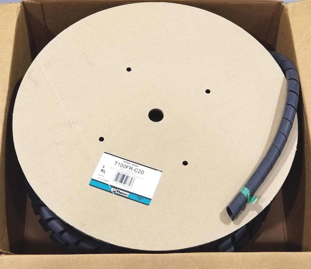 Used NIB PANDUIT T100FR-C20 SPIRAL WRAP 100 FT. (30.5M) POLY. FLAME RETARDANT 1 IN.