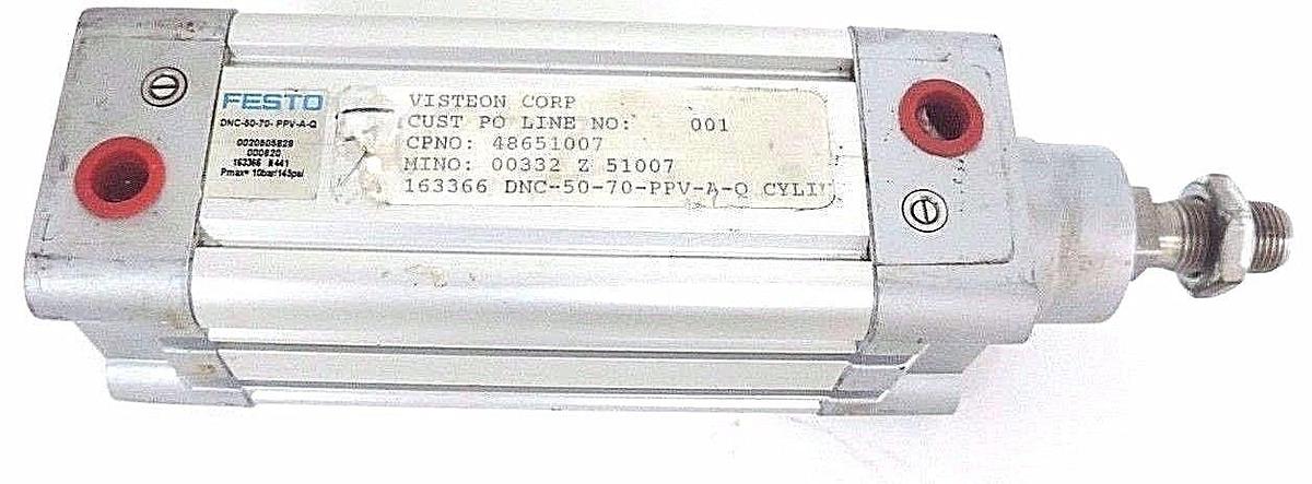 Used NEW FESTO DNC-50-70-PPV-A-Q CYLINDER 163366, 10BAR, 145PSI