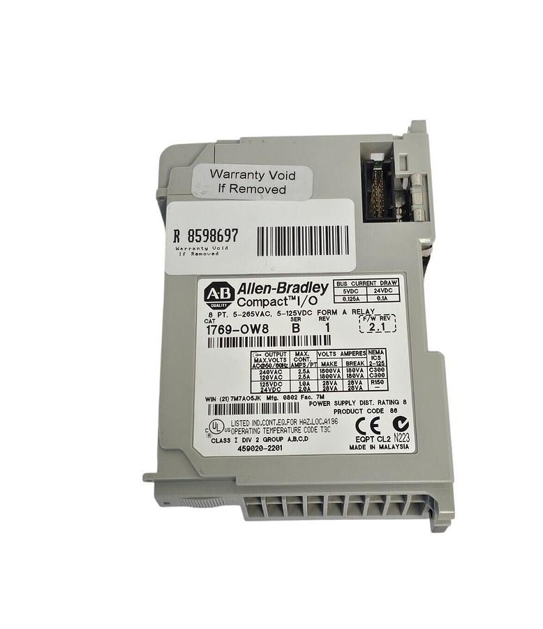Used ALLEN BRADLEY 1769-OW8 SER. B REV. 1 F/W REV. 2.1 COMPACT I/O MODULE 1769OW8