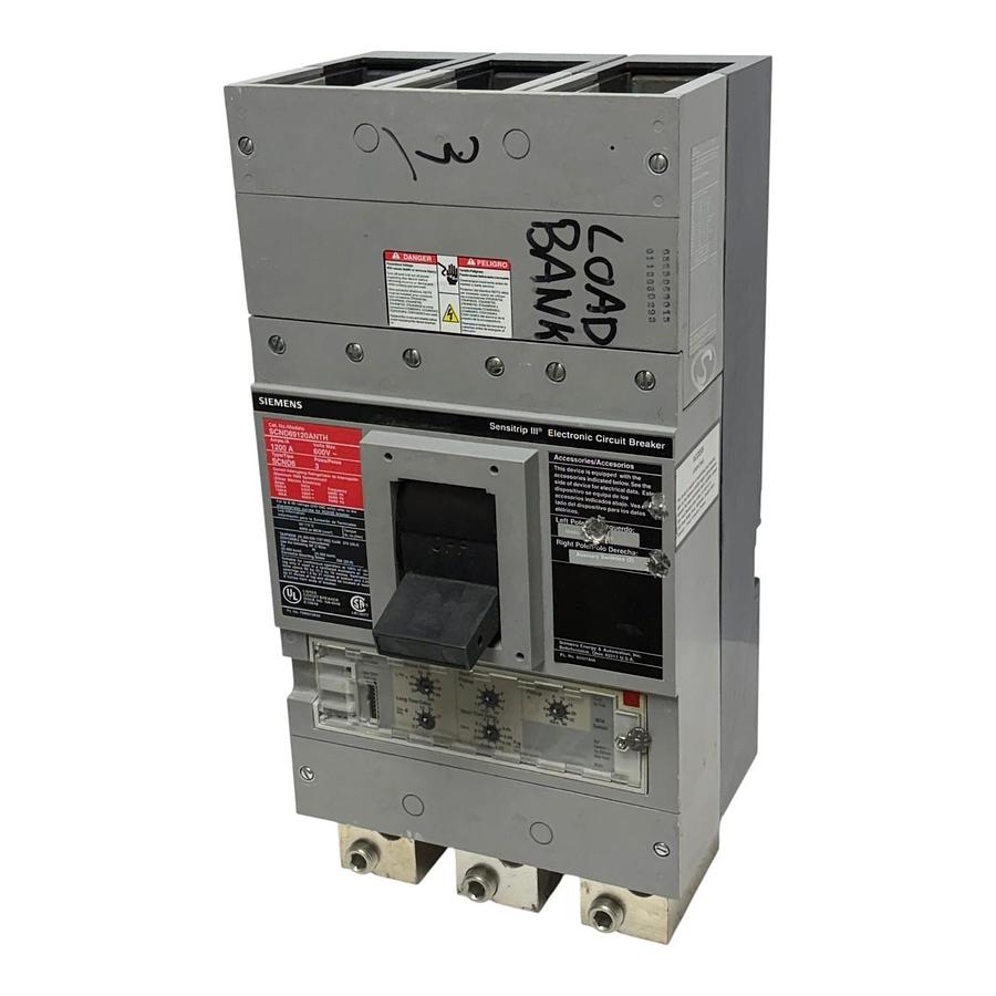 Used Siemens SCND69120ANTH Sentron SCND6 1200A 600V 3 Pole Circuit Breaker LSI