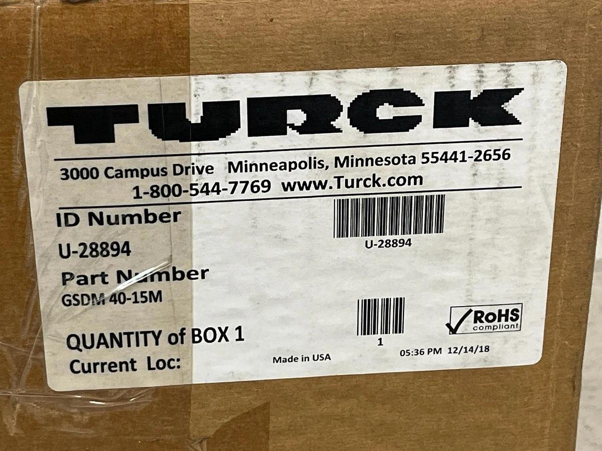 Turck Powerfast GSDM 40-15M Power Cordset 1 3/8" D-Size 4-Pin 15m