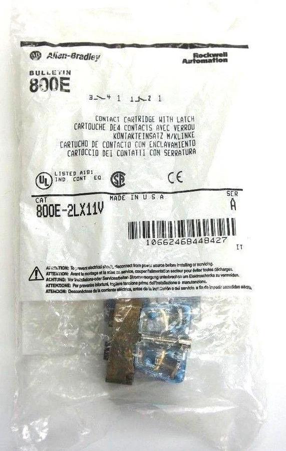 Used NEW ALLEN BRADLEY 800E-2LX11V CONTACT CARTRIDGE, SER. A, 800E2LX11V